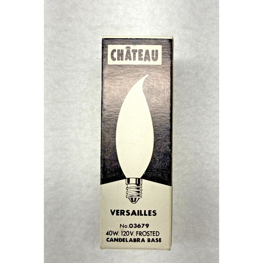 Chateau Versailles 03679 40W Frosted Flame Tip Candelabra Base Light Bulb NOS